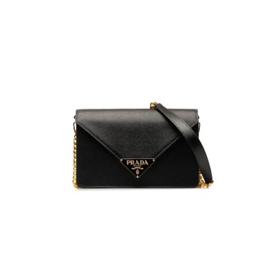 PRADA BLACK SAFFIANO ENVELOPE CHAIN CROSSBODY 1BD318 (21.5*14*4cm) 